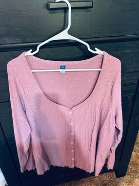 Old Navy Pink Button-Down Knit Top